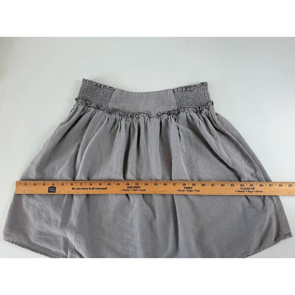 Mimi Chica Women's Pull On Smocked Waistband Skirt Gray Cotton Size XS